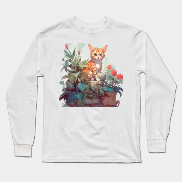 Cute Bengal cat Long Sleeve T-Shirt by GreenMary Design